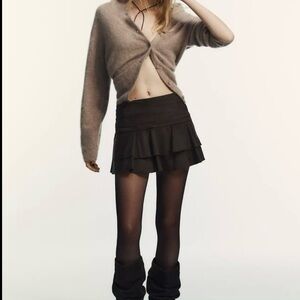 Zara Brown Ruffled Mini Skirt